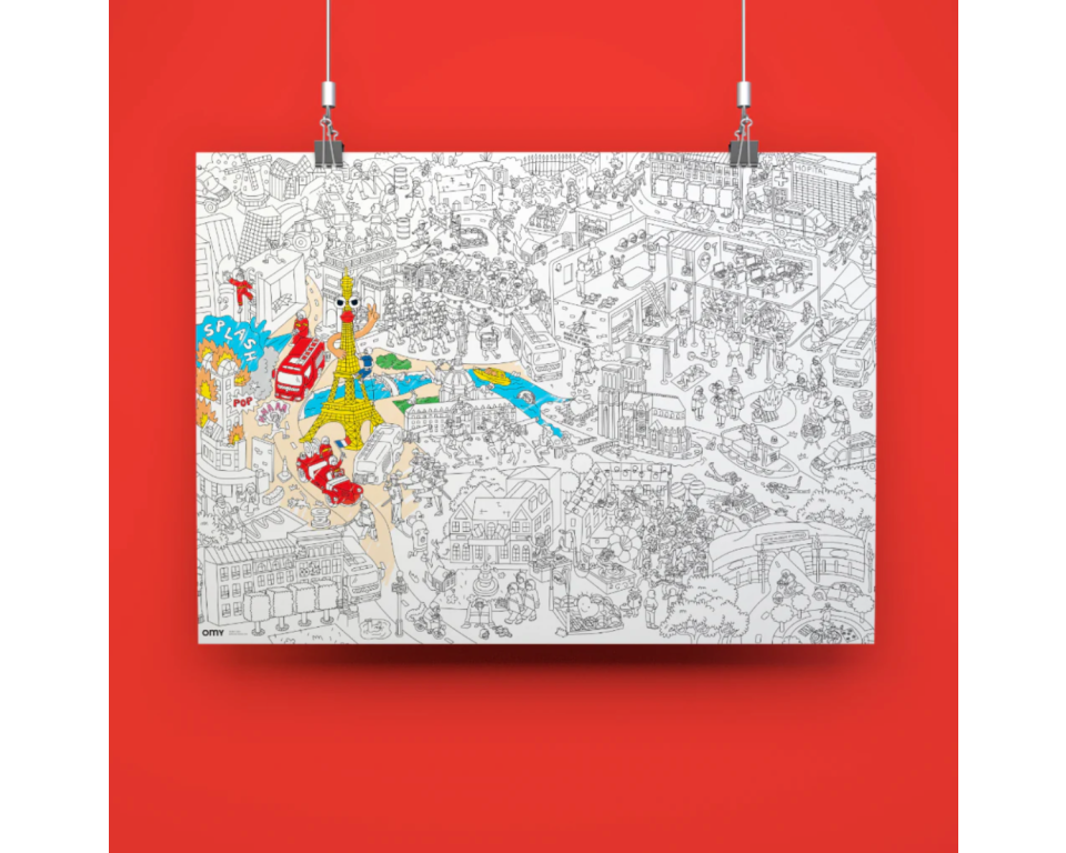 Poster géant à colorier - Pompiers de Paris OMY