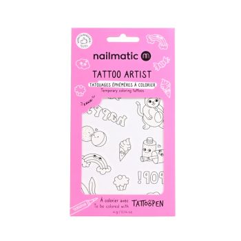 Planche de tatouage à colorier - Kawaii - Nailmatic 