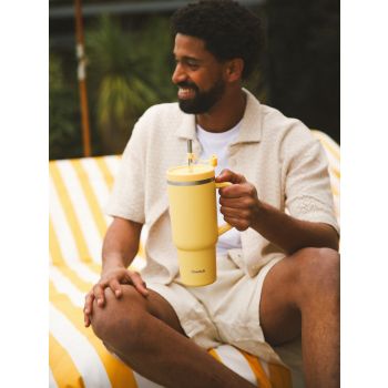 Travel cup isotherme inox matt 900 ml QWETCH - citron