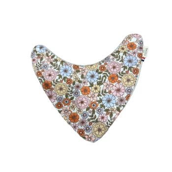 Bavoir bandana en éponge de bambou et coton - fleurs 70