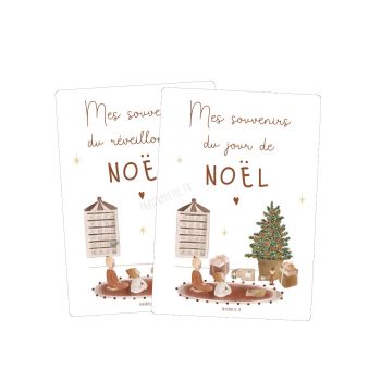 Duo de cartes souvenir Réveillon et jour de Noël