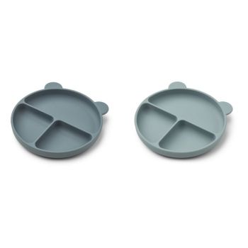 Lot de 2 assiettes compartimentées Merrick - Whale blue mix - LIEWOOD
