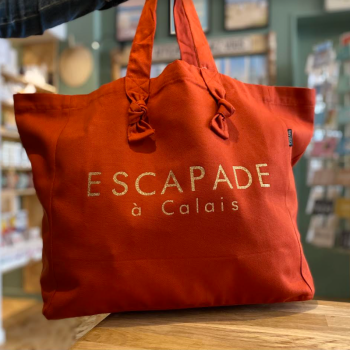Cabas "ESCAPADE à Calais" terracotta, moutarde, kaki ou bleu paon
