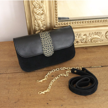 Portefeuille / Sac HAROLD en cuir - Croco noir