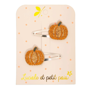 Barrettes citrouille pailletée (lot de 2)