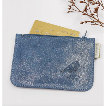 Porte monnaie pailleté cuir BARNABE AIME LE CAFE - Bleu
