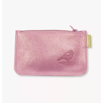 Porte monnaie pailleté cuir BARNABE AIME LE CAFE - Rose bonbon