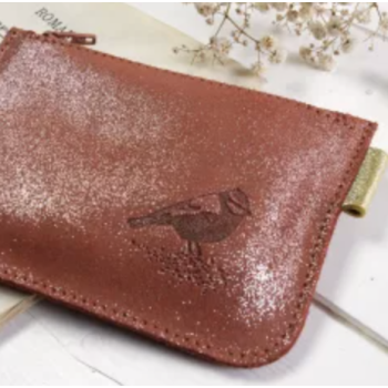 Porte monnaie pailleté cuir BARNABE AIME LE CAFE - Brique