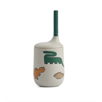 Gobelet avec paille en silicone Ellis Sippy Cup dino (Dinosaurs / Mist)