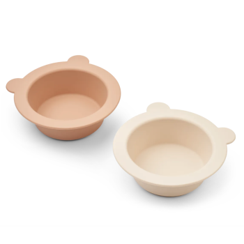 Lot de 2 bols en silicone à ventouse Peony (Tuscany rose / Apple blossom)