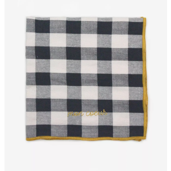 Serviette de table vichy brodée réglisse - mon coeur