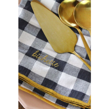 Serviette de table vichy brodée réglisse -  bichette