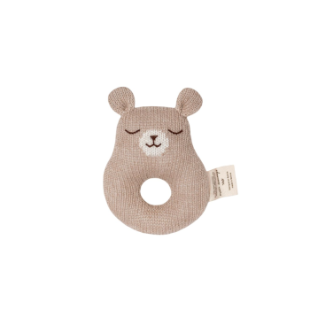 Hochet ourson sable en laine d'alpaga