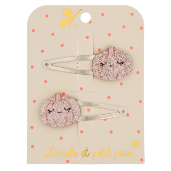 Barrettes citrouilles roses (paire)