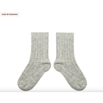 Chamois Chaussettes à côtes en cachemire et laine - Gris clair