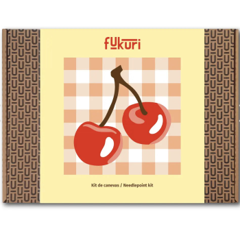 Kit Canevas complet FUKURI 25x25 cm - Cerises vichy