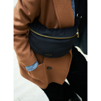 Sac Banane Custine en Velours côtelé upcyclé - Noir