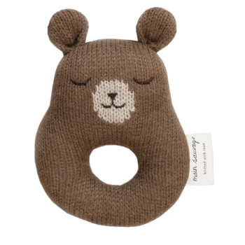 Hochet ourson brun en laine d'alpaga
