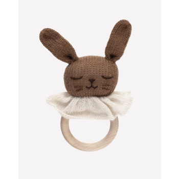 Anneau de dentition en laine d'alpaga lapin, brun