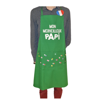 Tablier adulte "MON MERVEILLEUX PAPI" - Vert forêt