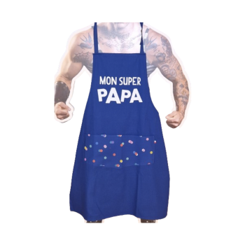 Tablier adulte "MON SUPER PAPA" - Bleu outremer