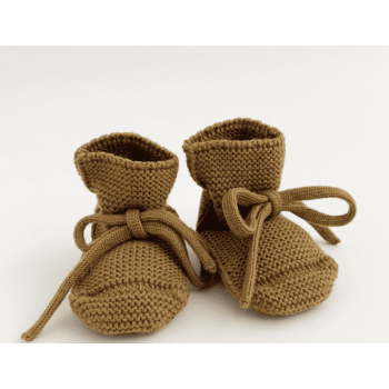 Chaussons Booties en laine merinos HVID - Moutarde