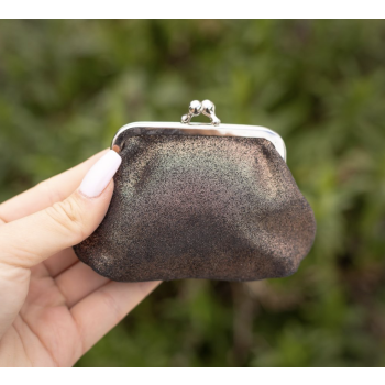 Porte Monnaie Mini Reine - LA CARTABLIERE - Pailleté Noir Cuivré