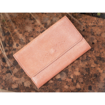 Portefeuille Compagnon - LA CATABLIÈRE - Cuir pailleté-Pêche