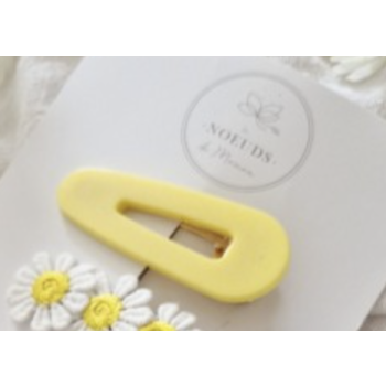 Barrette résine - arrondie - Pastel jaune