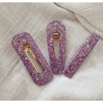 Barrette résine - arrondie - Galaxy Purple