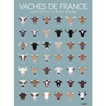 Affiche "Vaches de France" - LA MAJORETTE A MOUSTACHE