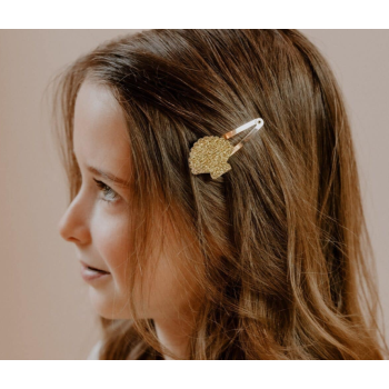 Barrettes doubles – coquillage doré pailleté