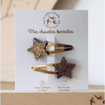 Barrettes doubles – étoile dorée pailletée