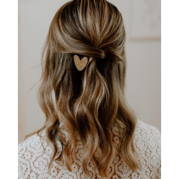 Barrette simple – coeur doré pailleté