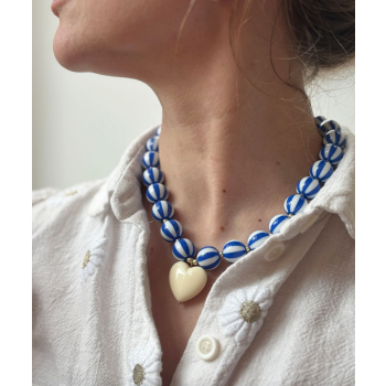 Collier Gaïa - rayé bleu foncé