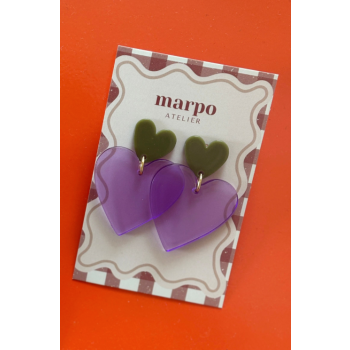 Boucles d'Oreilles  AIME - violet/kaki