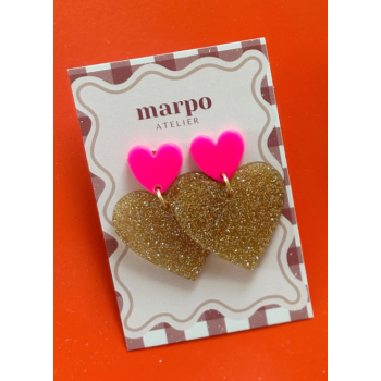 Boucles d'Oreilles  AIME - paillette/rose fluo