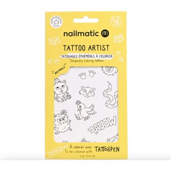 Planche de tatouage à colorier - Animals - Nailmatic 