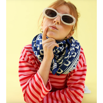 Big foulard Damier bleu MAISON AUGUSTIN