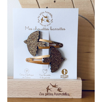 Barrettes doubles – colombe dorée pailletée
