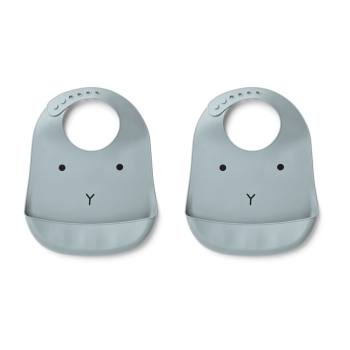 Bavoirs en silicone - lot de 2 - lapin sea blue