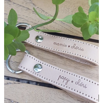 PORTE-CLÉ EN CUIR NATUREL "papy chéri"