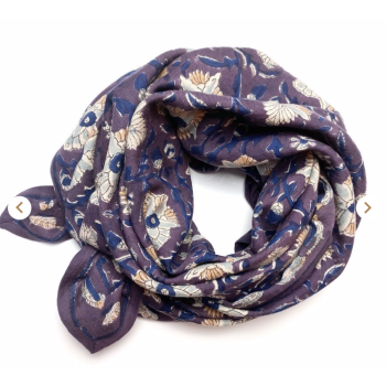 BIG FOULARD LATIKA "BIRD" prune APACHES