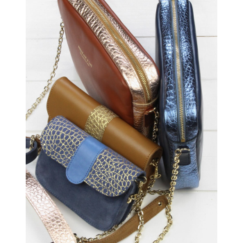 Sac GEORGES en cuir bleu ou redskin, Barnabé aime le café