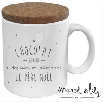 MUG COUVERCLE EN LIÈGE "RECETTE CHOCOLAT DE NOËL"