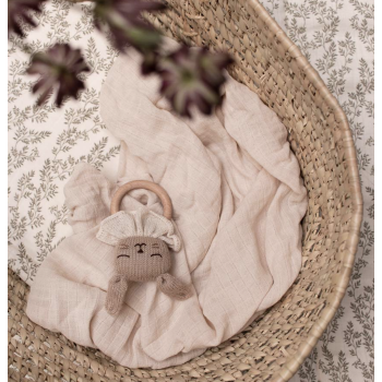 Anneau de dentition en laine d'alpaga lapin, sable