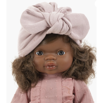 Turban rose en molleton pour poupée Minikane