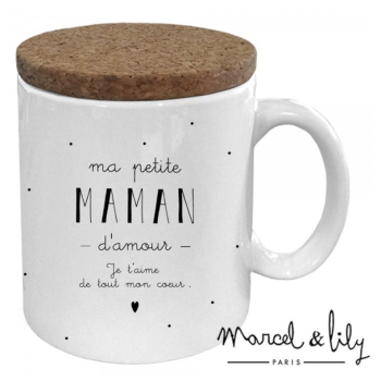 Mug avec son couvercle en liège -Maman d'amour