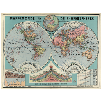 Mappemonde en deux Hémisphères par J. Forest LES JOLIES PLANCHES