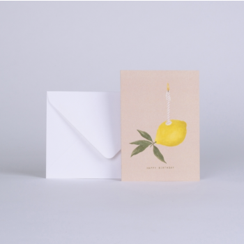 Carte double LEMON - "HAPPY BIRTHDAY" + enveloppe